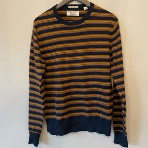 15% Cashmere Penguin Striped Pullover Sweater - Size medium